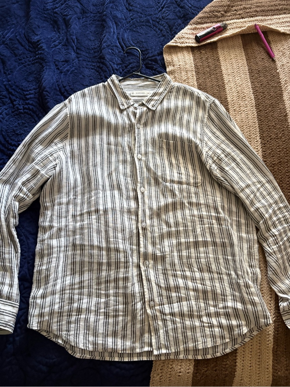 Everlane Linen Blend Striped Button-Up